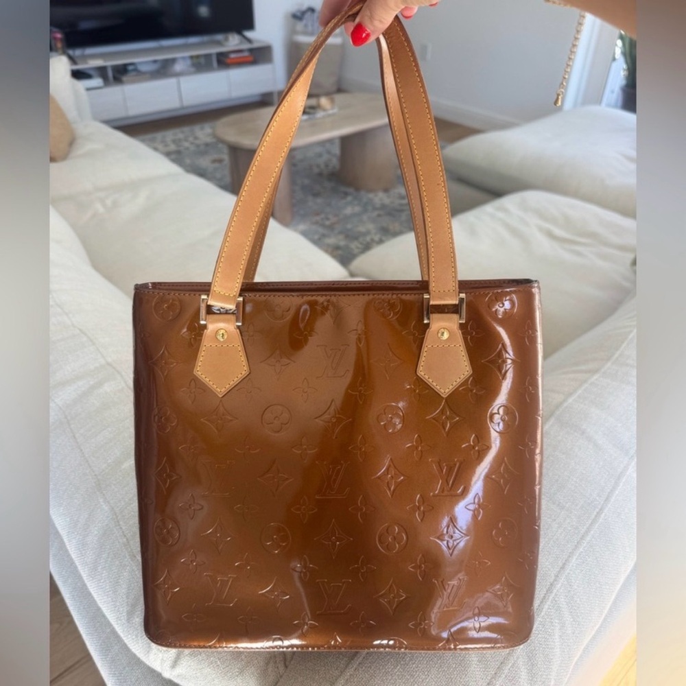 Louis Vuitton Vernis Tote Bronze Patent Monogram Shoulder Bag Authentic LV - Picture 4 of 12